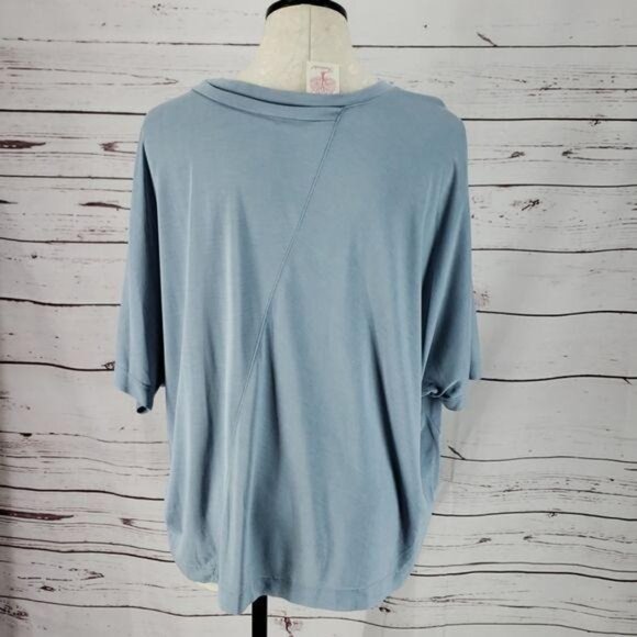 Freeloader Womens Oversized Asymmetrical Seamed Top Modal Blend Blue L - Picture 2 of 7